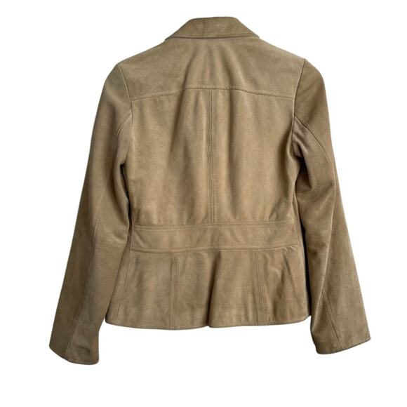 Y2K VTG Banana Republic Women Leather Suede Jacket 2 Camel Classic Retro Cowgirl - Picture 2 of 14